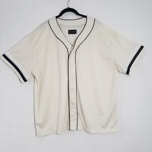 Original Use Baseball Jersey Mens XXL Cream Short Sleeve Blank Casual Athletic